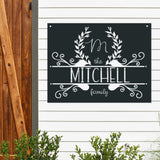 Porch Monogram Sign ~ Outdoor Metal Sign, Door Hanger Sign, House Number Sign, Last Name Sign, Address Plaque, Personalized Metal Sign