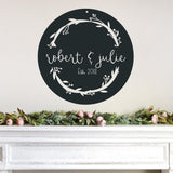 Monogram Steel Wreath Sign ~ Outdoor Metal Sign, Door Hanger Sign, Last Name Sign, Wedding Gift, Personalized Metal Sign, Gift For Couple