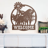 Pig Welcome Farm Sign ~ Metal Porch Sign | Metal Gate Sign | Farm Entrance Sign | Metal Farmhouse