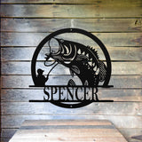 Fishing Monogram Sign ~ Metal Porch Sign | Metal Gate Sign | Farm Entrance Sign | Metal Farmhouse