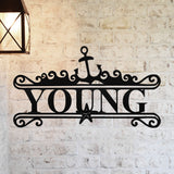 Nautical Last Name Sign ~ Metal Porch Sign - Outdoor Sign - Front Door Sign - Metal Lake Sign - Lake House