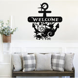 Marine Life Welcome Sign ~ Metal Porch Sign - Outdoor Sign - Front Door Sign - Metal Beach Sign - Beach House