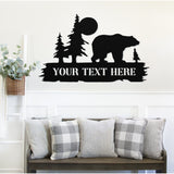 Custom Bear Scene Sign ~ Metal Porch Sign | Outdoor Sign | Front Door Sign | Metal Hunting Sign | Cabin Sign