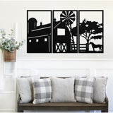 Horse On A Farm Three Piece Set ~ Metal Porch Sign - Outdoor Sign - Personalized Metal Sign - Family Monogram Sign