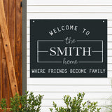 Welcome Where Friends Become Family Custom Sign ~ Outdoor Metal Sign, Door Hanger Sign, Last Name Sign, Personalized Metal Sign
