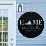 Custom State & Last Name Sign ~ Outdoor Metal Sign, Door Hanger Sign, Last Name Sign, Wedding Gift, Personalized Metal Sign, Custom State