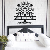 Welcome Family Tree Sign ~ Outdoor Metal Sign, Door Hanger Sign, Last Name Sign, Personalized Metal Sign, Gift For Couple, Porch Sign