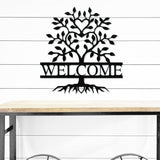 Welcome Family Tree Sign ~ Outdoor Metal Sign, Door Hanger Sign, Last Name Sign, Personalized Metal Sign, Gift For Couple, Porch Sign