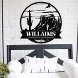 Western Mountain Cactus Last Name Metal Sign ~ Outdoor Metal Sign, Door Hanger Sign, Metal Monogram Sign, Last Name Sign, Wedding Gift