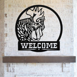 Angry Chicken Welcome Sign ~ Metal Porch Sign | Metal Gate Sign | Farm Entrance Sign | Metal Farmhouse