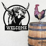 Highland Cow Farm Welcome Sign ~ Metal Porch Sign | Metal Gate Sign | Farm Entrance Sign | Metal Farmhouse