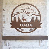 Mountain Deer Monogram ~ Metal Porch Sign | Metal Gate Sign | Farm Entrance Sign | Metal Farmhouse