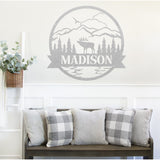 Mountain Moose Monogram ~ Metal Porch Sign | Metal Gate Sign | Farm Entrance Sign | Metal Farmhouse