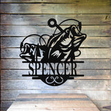 Fishing Monogram Sign ~ Metal Porch Sign | Metal Gate Sign | Farm Entrance Sign | Metal Farmhouse