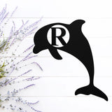 Dolphin Monogram Sign ~ Metal Porch Sign - Outdoor Sign - Front Door Sign - Metal Beach Sign - Beach House