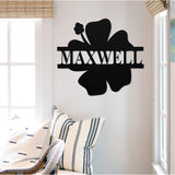 Hawaiian Flower Last Name Sign ~ Metal Porch Sign - Outdoor Sign - Front Door Sign - Metal Beach Sign - Beach House
