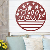 Hello American Flag Sign ~ Metal Porch Sign | Outdoor Sign | Front Door Sign | Metal Summer Sign