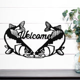 Fish Welcome Sign ~ Metal Porch Sign - Outdoor Sign - Front Door Sign - Metal Mountain Sign - Fishing Sign
