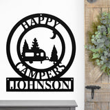 Happy Campers Custom Name Sign ~ Metal Porch Sign | Outdoor Sign | Front Door Sign | Metal Camper Sign | Camping Sign
