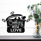 Cooking With Love ~ Outdoor Metal Sign, Metal Sign, Wedding Gift, Personalized Metal Sign, Gift For Couple, Metal Wall Art, Word Wall Art