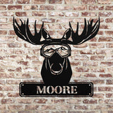 Moose Snowboarding Custom Sign ~ Metal Porch Sign - Outdoor Sign - Personalized Metal Sign - Snowboarding Sign