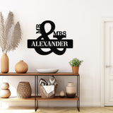 Mr. & Mrs. Last Name Sign ~ Metal Porch Sign - Outdoor Sign - Personalized Metal Sign - Family Monogram Sign