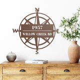 Compass House Address Sign ~ Metal Porch Sign, House Number Sign, Metal Address Number Sign, Steel Address Plaque Sign, Home Number Sign