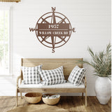 Compass House Address Sign ~ Metal Porch Sign, House Number Sign, Metal Address Number Sign, Steel Address Plaque Sign, Home Number Sign
