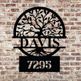 Family Tree Home Address Sign ~ Metal Porch Sign, House Number Sign, Metal Address Number Sign, Steel Address Plaque Sign, Home Number Sign