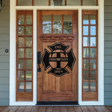 Fire Fighter Family Monogram Sign ~ Metal Porch Sign, Family Home Sign, Last Name Family Sign, Front Door Metal Sign, Monogram Name Sign