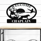 Welcome Hunting Last Name Sign ~ Outdoor Metal Sign, Door Hanger Sign, Last Name Sign, Personalized Metal Sign, Gift For Couple, Porch Sign