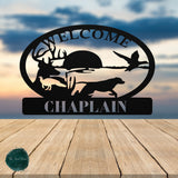 Welcome Hunting Last Name Sign ~ Outdoor Metal Sign, Door Hanger Sign, Last Name Sign, Personalized Metal Sign, Gift For Couple, Porch Sign