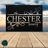 Steel Family Name Sign ~ Outdoor Metal Sign, Door Hanger Sign, Last Name Sign, Wedding Gift, Personalized Metal Sign, Gift For Couple
