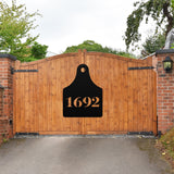 House Number Cow Tag Sign ~ Metal Porch Sign | Metal Gate Sign | Farm Entrance Sign | Metal Farmhouse | Cow Sign | Highland Cow