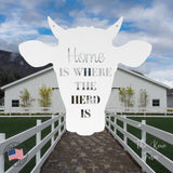 Home Is Where The Herd Is Sign ~ Metal Porch Sign | Metal Gate Sign | Farm Entrance Sign | Metal Farmhouse | Cow Farm Sign