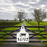 House Number Cow Tag Sign ~ Metal Porch Sign | Metal Gate Sign | Farm Entrance Sign | Metal Farmhouse | Cow Sign | Highland Cow | Address