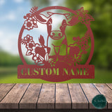 Personalized Baby Cow Farm Sign ~ Metal Porch Sign | Metal Gate Sign | Farm Entrance Sign | Metal Farmhouse | Cow Farm Sign