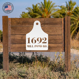 Home Address Cow Tag Sign ~ Metal Porch Sign | Metal Gate Sign | Farm Entrance Sign | Metal Farmhouse | Cow Sign | Highland Cow