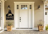 House Number Cow Tag Sign ~ Metal Porch Sign | Metal Gate Sign | Farm Entrance Sign | Metal Farmhouse | Cow Sign | Highland Cow | Address