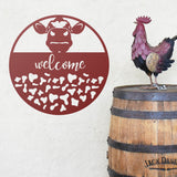 Cow Welcome Sign ~ Metal Porch Sign | Metal Gate Sign | Farm Entrance Sign | Metal Farmhouse | Cow Sign | Highland Cow