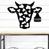 House Number Cow Tag Sign ~ Metal Porch Sign | Metal Gate Sign | Farm Entrance Sign | Metal Farmhouse | Cow Sign | Highland Cow | Address