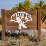 Welcome Cowboy Sign ~ Metal Porch Sign | Metal Gate Sign | Farm Entrance Sign | Metal Farmhouse | Western Door Hanger | Western Welcome Sign