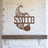 Cornucopia Family Name Sign, Metal Porch Sign, Fall Door Hanger, Fall Metal Sign, Metal Fall Sign, Fall Sign, Porch Sign, Thanksgiving Porch