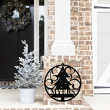 Christmas Tree Ornament Family Name Sign ~ Christmas Door Hanger, Personalized Christmas Décor, Custom Winter Porch Sign, Metal Christmas