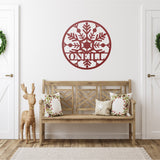 Winter Snowflake Ornament Family Name Sign ~ Christmas Door Hanger, Personalized Christmas Décor, Custom Winter Porch Sign, Metal Christmas