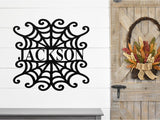 Spiderweb Family Name Sign, Metal Porch Sign, Fall Door Hanger, Fall Metal Sign, Metal Fall Sign, Fall Sign, Porch Sign, Halloween Porch