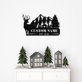 Custom Deer Cabin Porch Sign ~ Custom Metal Door Hanger, Personalized Christmas Decor, Winter Porch Sign, Metal Christmas Sign, Front Door