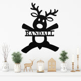 Custom Reindeer Last Name Sign ~ Christmas Door Hanger, Personalized Christmas Décor, Custom Winter Porch Sign, Metal Christmas Sign