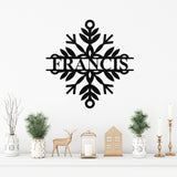Snowflake Family Name Christmas Sign ~ Christmas Door Hanger, Personalized Christmas Décor, Custom Winter Porch Sign, Metal Christmas Sign