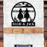 Cowboy Personalized Family Name Sign ~ Metal Porch Sign | Metal Gate Sign | Farm Entrance Sign | Metal Farmhouse | Cow Sign | Rustic Farm